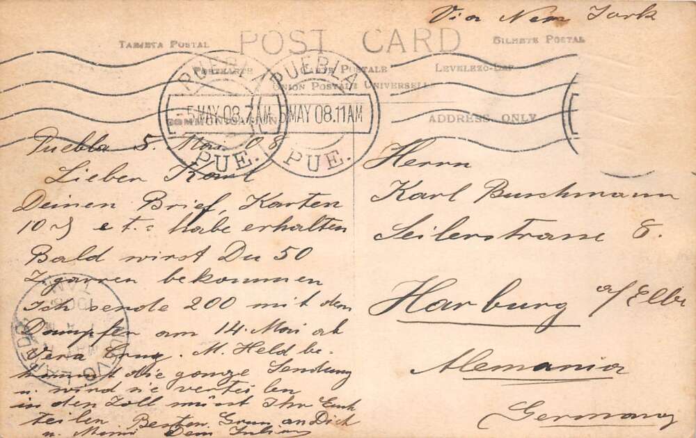 Puebla Mexico Paseao Bravo Street Scene Real Photo Postcard AA108959 - Image 2