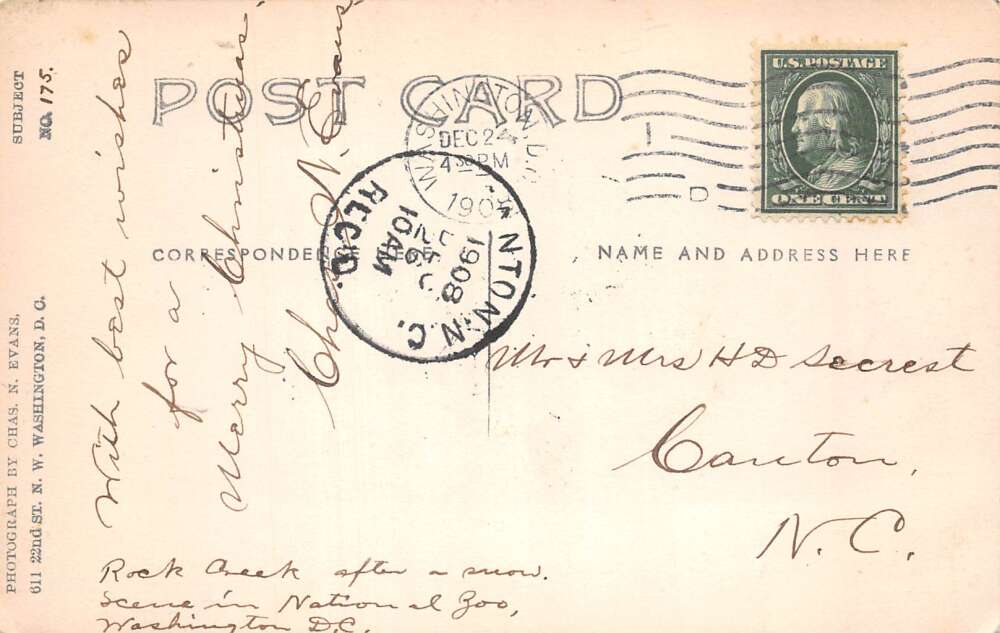 Washington DC National Zoo Rock Creek Park after Snow Real Photo PC AA108978 - Image 2