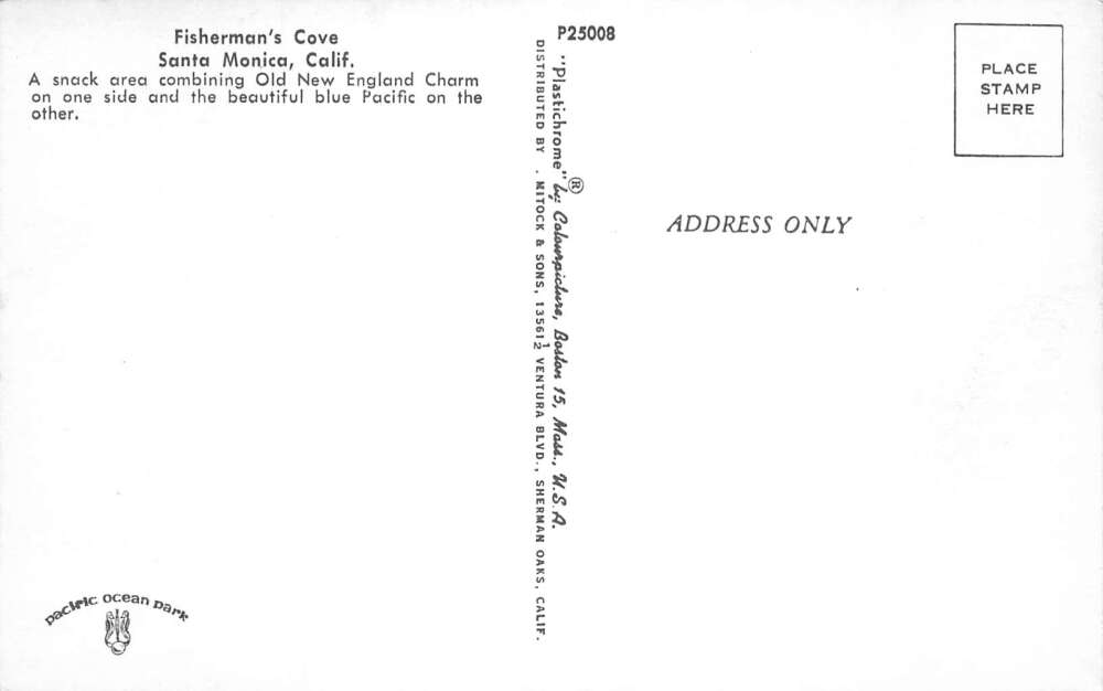 Santa Monica California Fisherman's Cove Snack Area Vintage Postcard AA109381 - Image 2