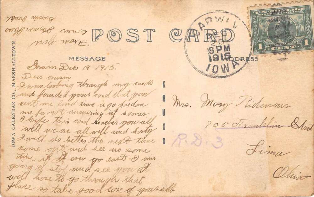 Garwin Iowa Water Tower Real Photo Vintage Postcard AA109439 - Image 2