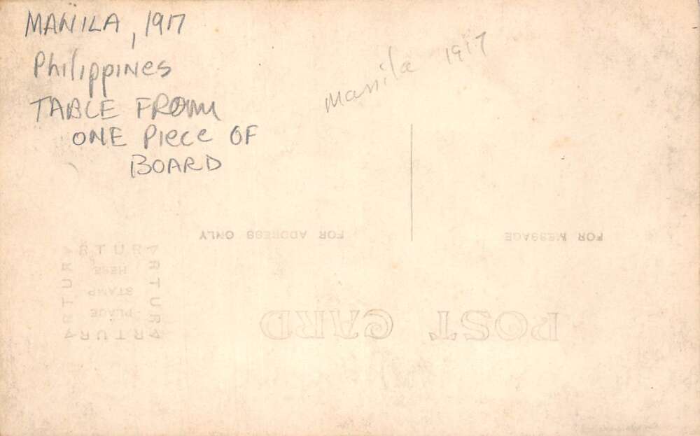 Manila Philippines Lauan Table from One Piece Real Photo Postcard AA109507 - Image 2