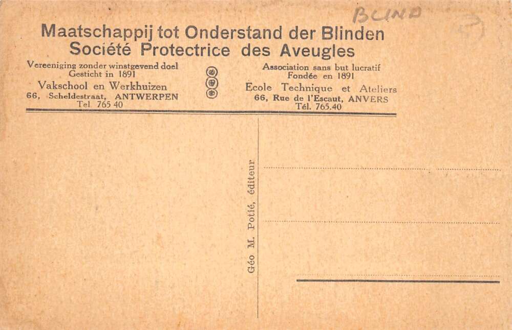 Antwerp Belgium Blind Society Chair Workshop Vintage Postcard AA109514 - Image 2