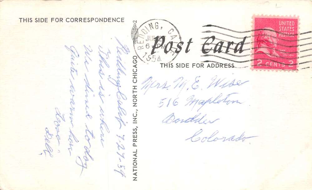 Redding California Grande Cafe Vintage Postcard AA71792 - Image 2