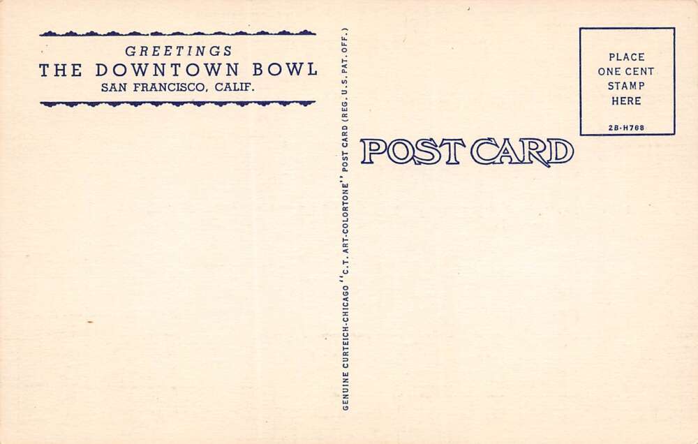 San Francisco California The Downtown Bowl, Multi-view Linen Vintage PC U10978 - Image 2