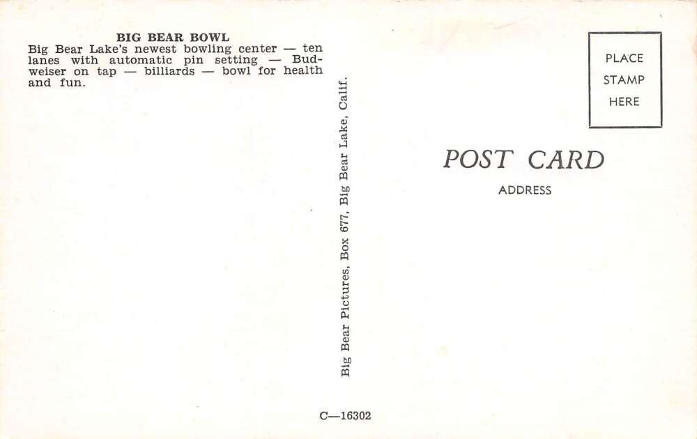 Big Bear Lake California Big Bear Bowl, Multi-View Chrome Vintage PC U10982 - Image 2