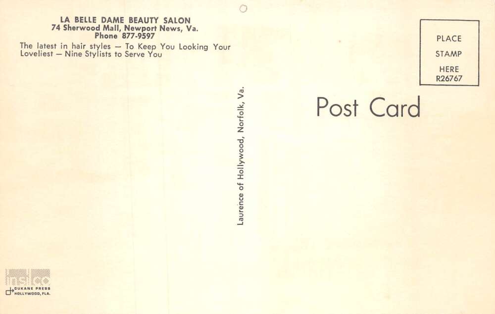 Newport News Virginia La Belle Dame Beauty Salon Interior Postcard AA71958 - Image 2