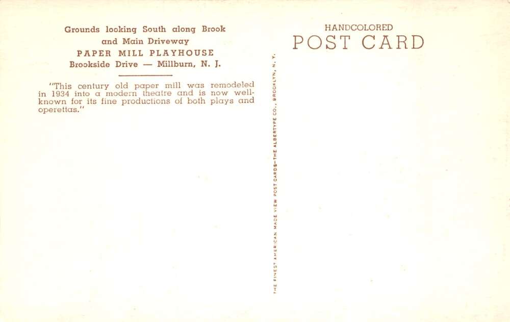 Millburn New Jersey Paper Mill Playhouse Driveway Vintage Postcard AA72000 - Image 2