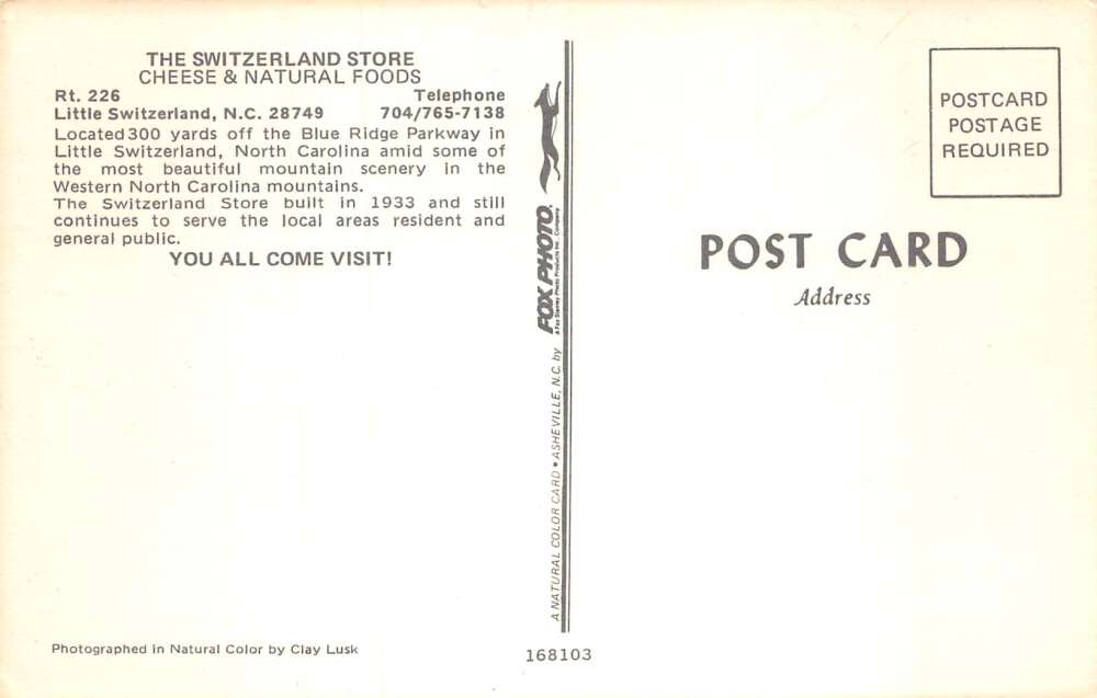 Little Switzerland North Carolina The Switzerland Store Postcard AA72015 - Image 2