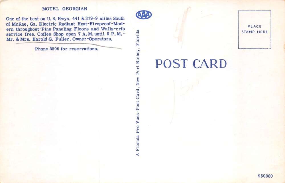 McRae Georgia Motel Georgian Vintage Postcard AA72027 - Image 2
