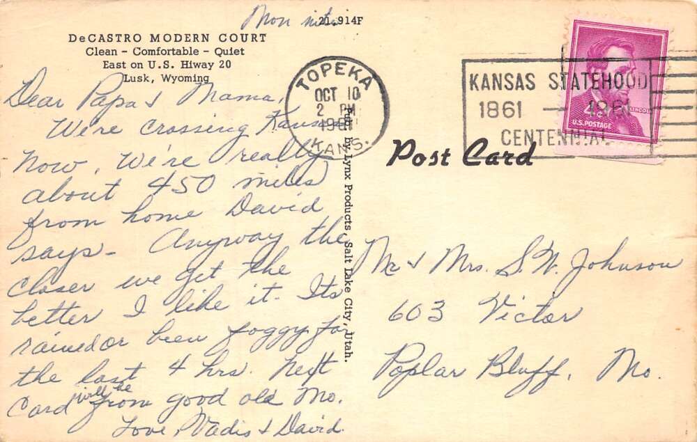 Lusk Wyoming DeCastro Modern Court Vintage Postcard AA72036 - Image 2
