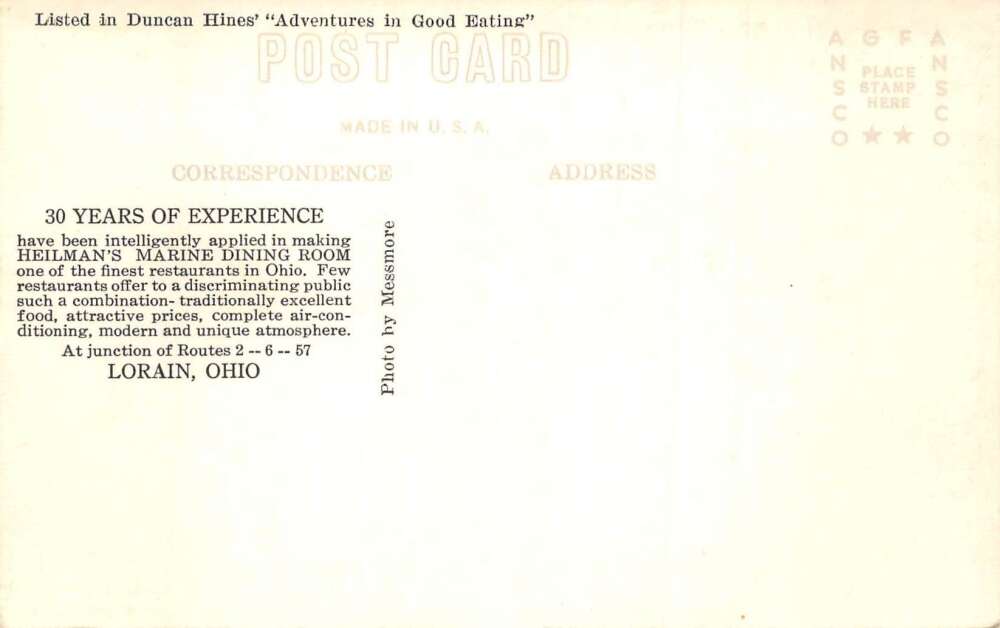 Lorain Ohio Heilman's Marine Dining Room Real Photo Vintage Postcard AA72044 - Image 2