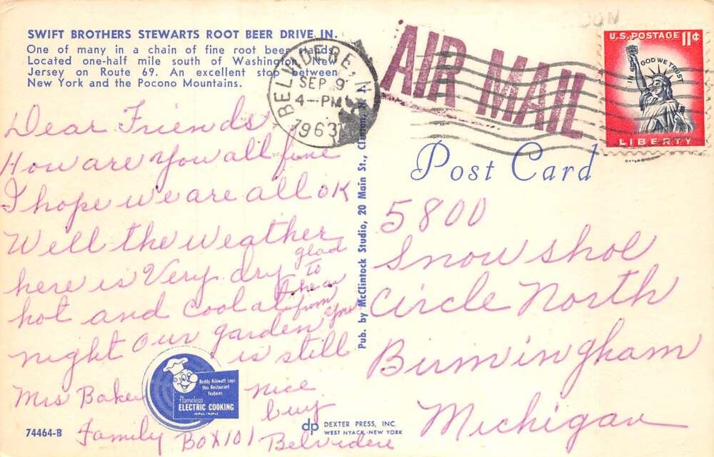 Route 69 Swift Brothers Stewarts Root Beer Drive In Roadside America PC AA72053 - Image 2