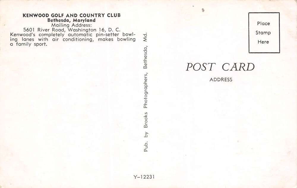 Bethesda Maryland Kenwood Golf & Country Club Bowling Lanes PC U11144 - Image 2