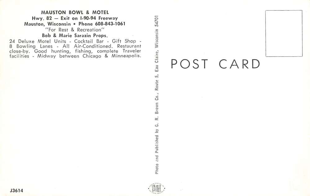 Mauston Wisconsin Mauston Bowl & Motel, Multi-View Chrome Vintage PC U11145 - Image 2