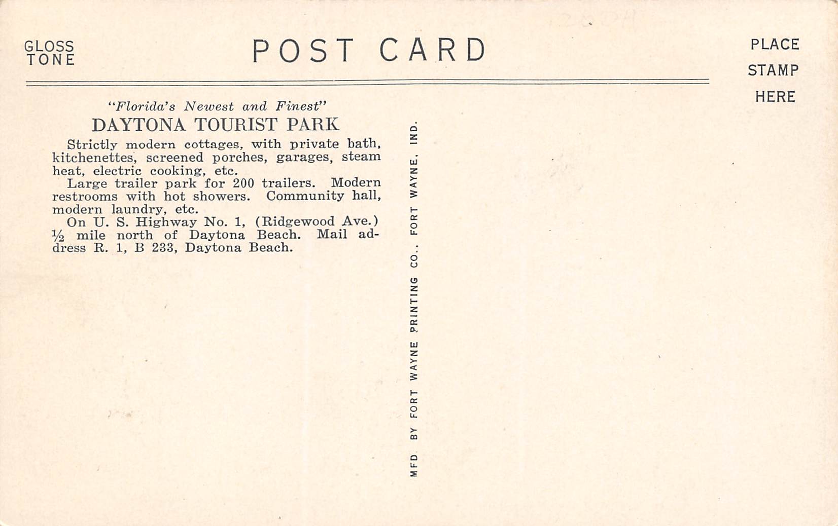 Daytona Beach Florida Daytona Tourist Park, Multi-View Vintage Postcard U11228 - Image 2