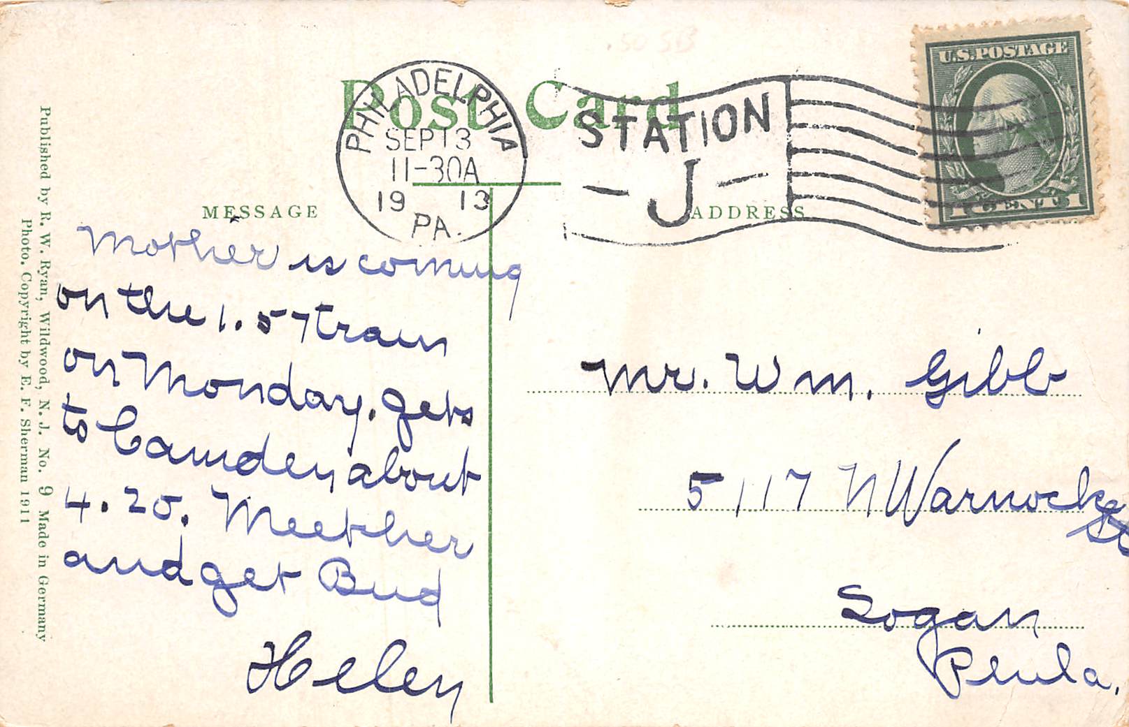 Wildwood New Jersey Beach Scene, showing Pier, Color Lithograph Postcard U11256 - Image 2