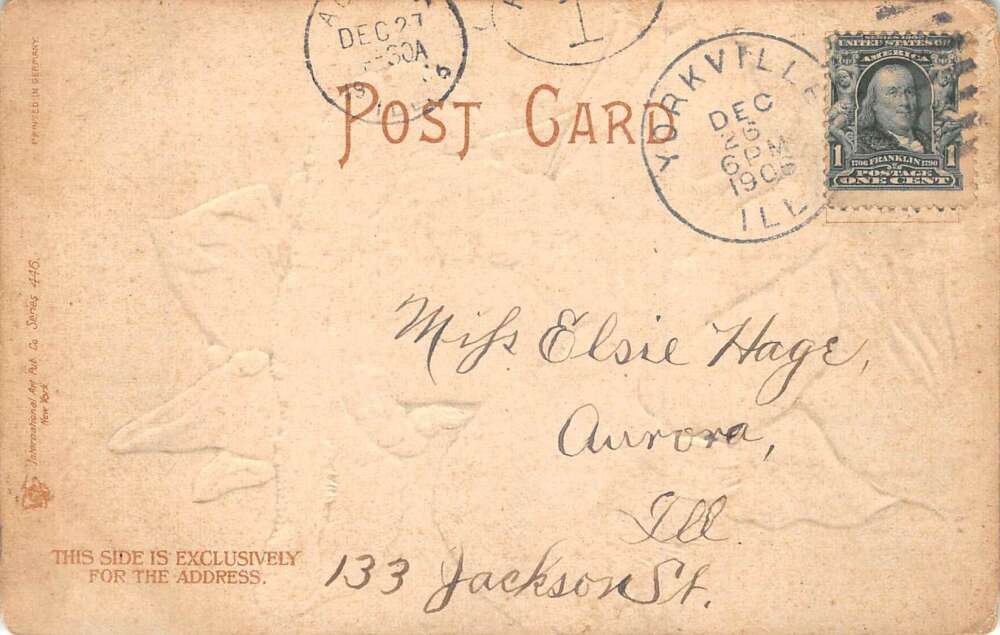 Christmas Greetings Girl Red Bow Big Hat Fur Trim Coat Postcard AA72138 - Image 2