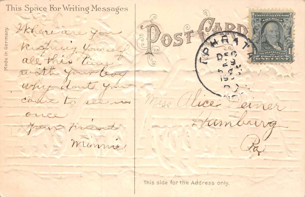 New Year Greetings Angels on Brick Wall Vintage Postcard AA72153 - Image 2