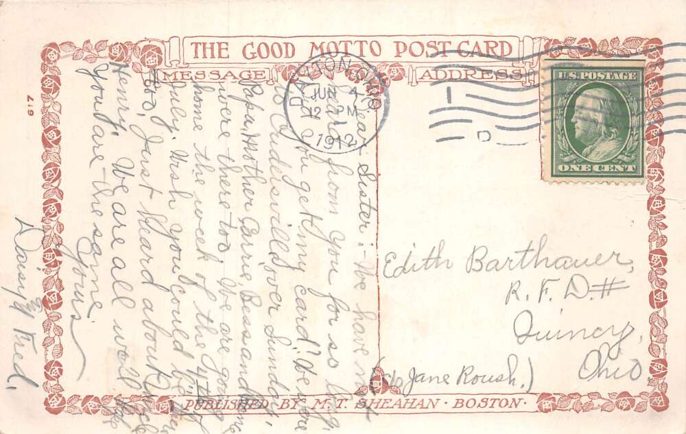 Leap Year Greetings 1912 Lady Roasting Man over Fire with Dog Postcard AA72169 - Image 2