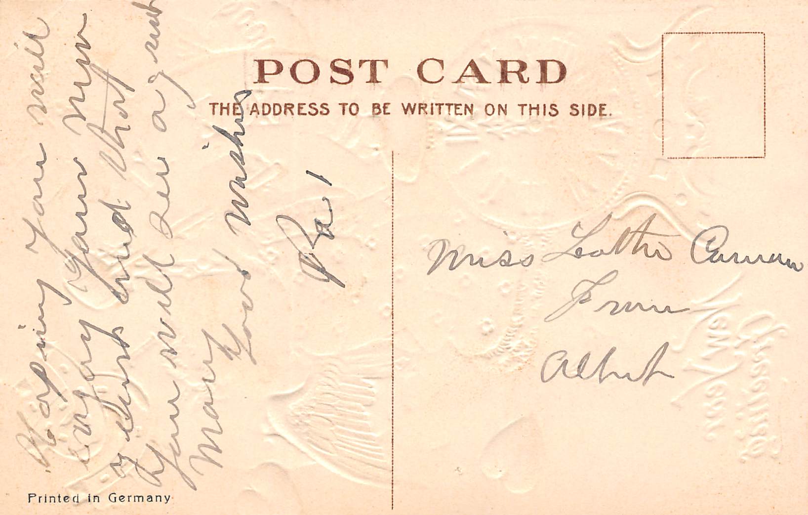 New Year Greetings Child With Clocks, Embossed, Vintage Postcard U11313 - Image 2