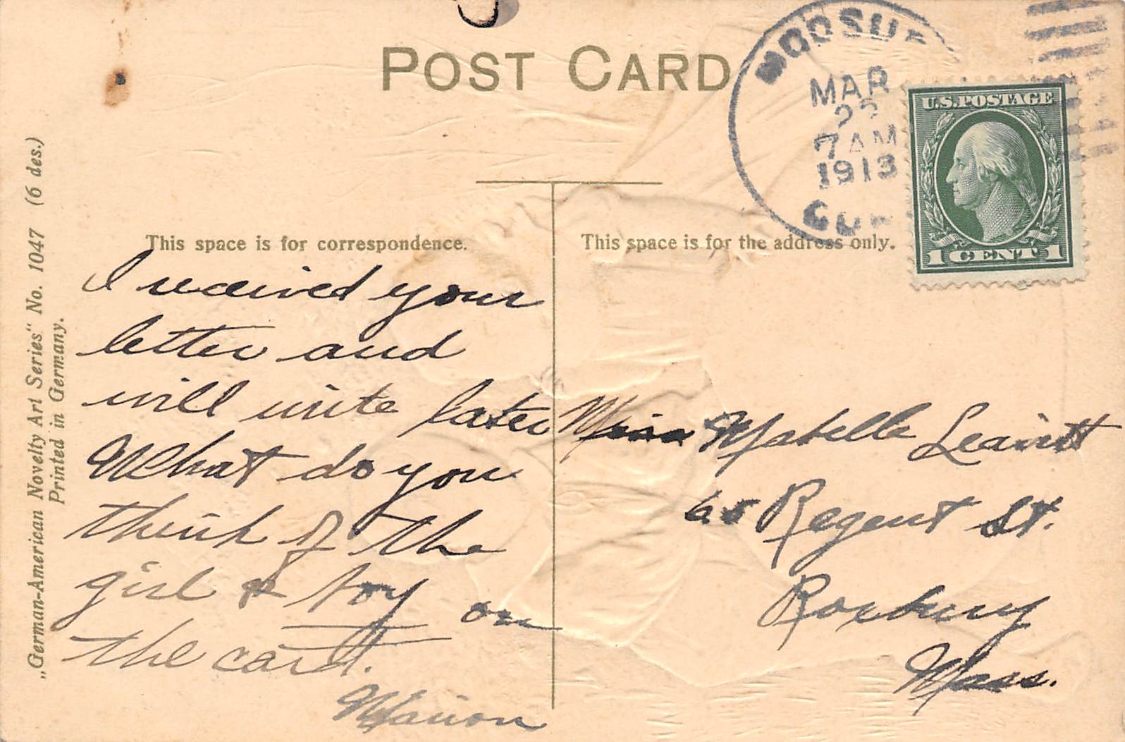 Easter Greetings Children W/ Large Decorated Easter Egg, German American Novelty Art Series, PCU11338 - Image 2