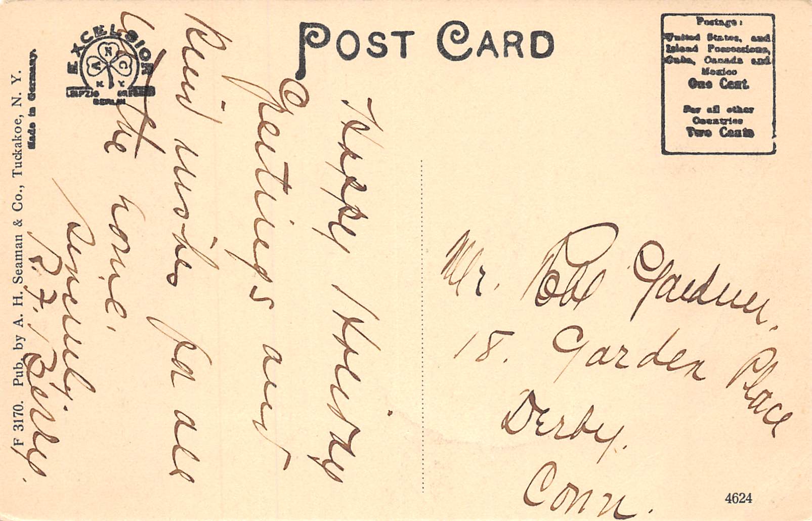 Tuckahoe New York Village Hall, Divided Back, Vintage Postcard U11386 - Image 2