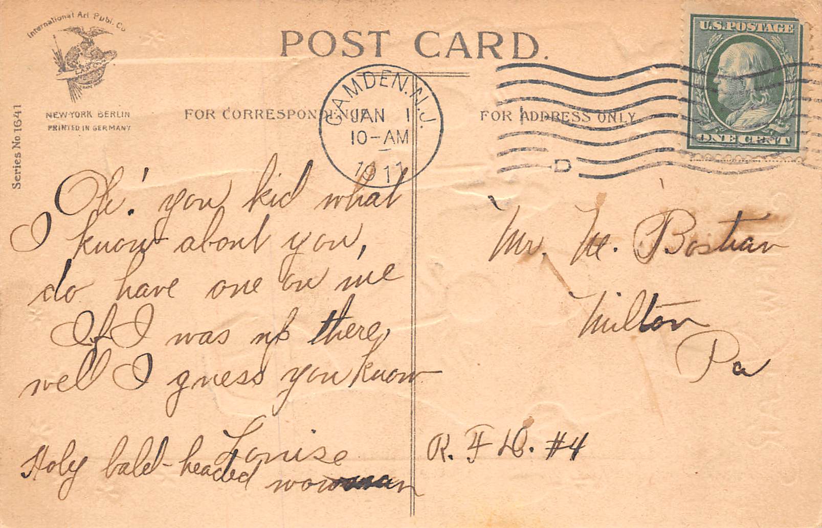 A Happy New Year Liquor & Champagne Bottle People, International Art Publishing Co., PC U11387 - Image 2