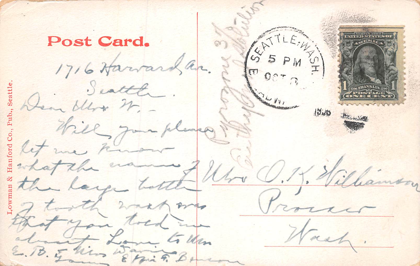 Zillah Washington Sunnyside Canal, Mt. Adams in Distance, Vintage PC U11482 - Image 2