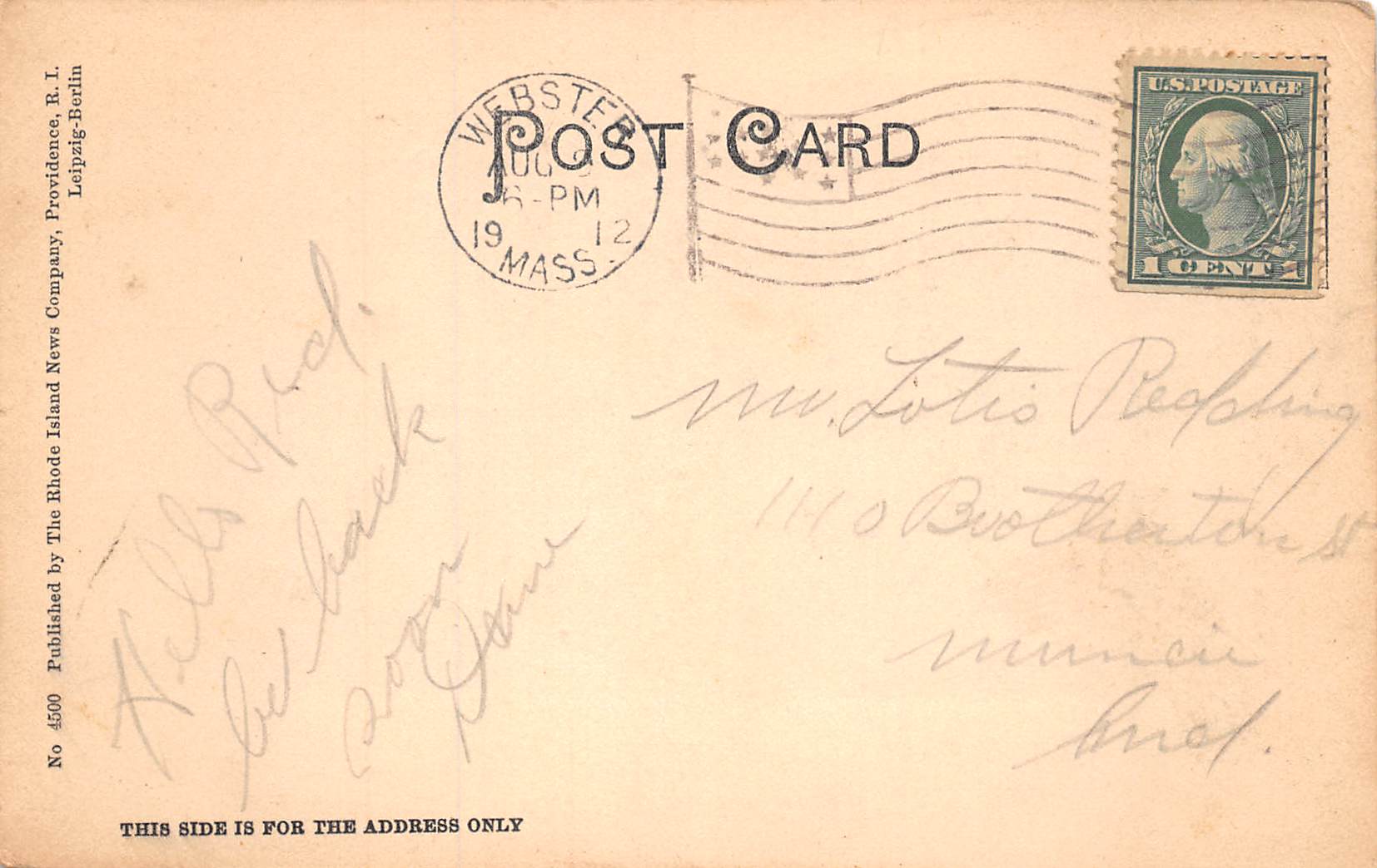 Webster Massachusetts Congregational Church, Undivided Back Vintage PC U11488 - Image 2