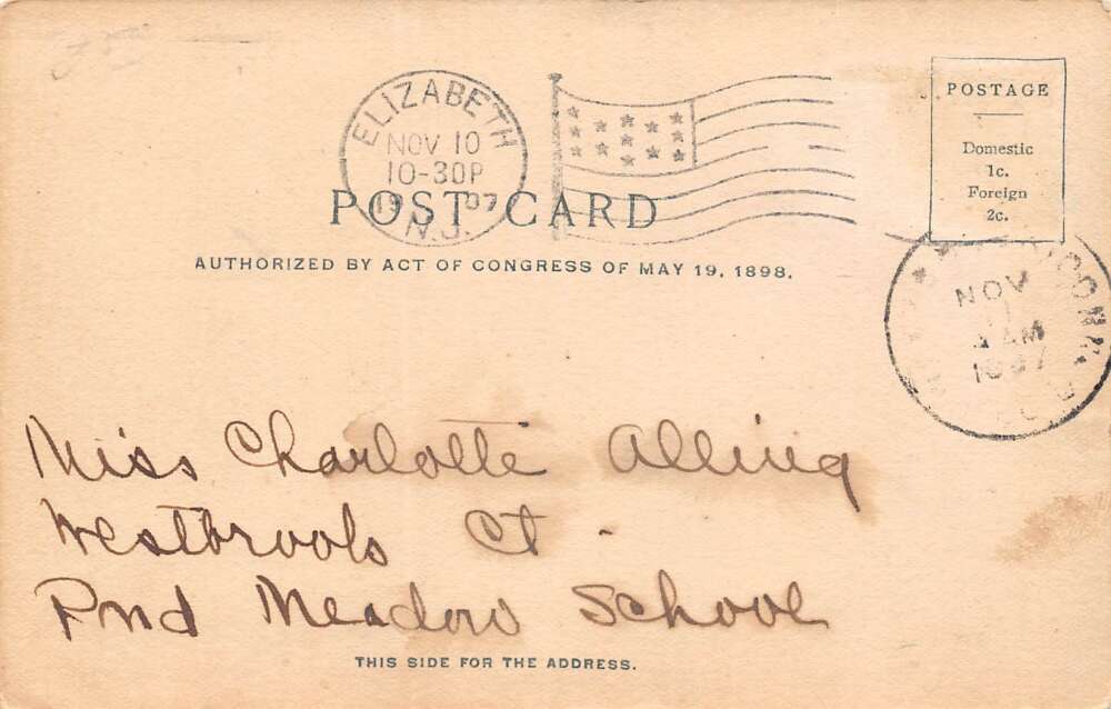 Elizabeth New Jersey Train Stations, Undivided Back, Vintage Postcard U11507 - Image 2