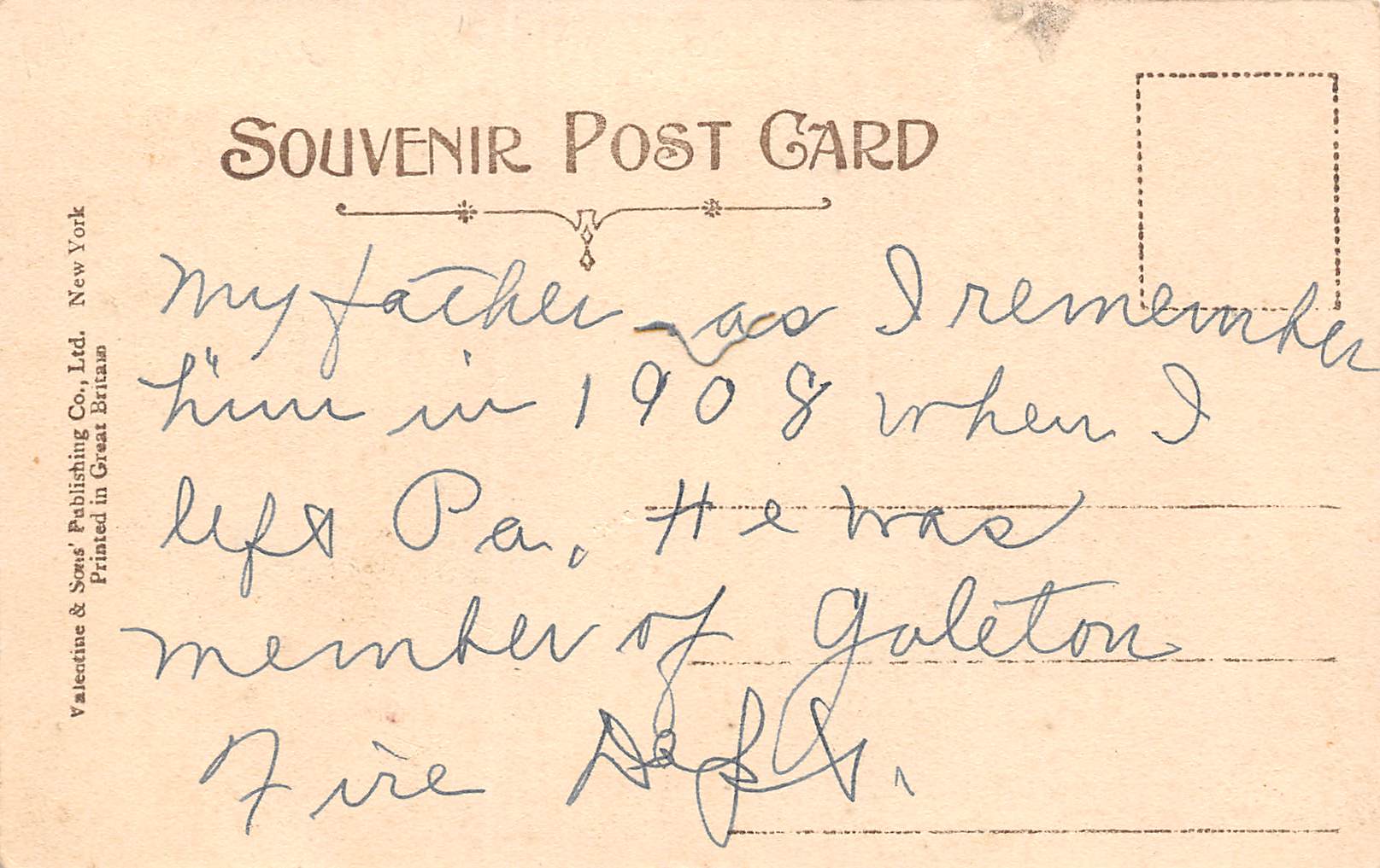 Galeton Pennsylvania Gale Hose Co., Undivided Back Postcard U11646 - Image 2