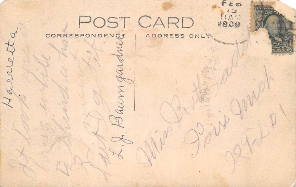 Harrietta Michigan Main Street Winter Snow Real Photo Postcard AA72385 - Image 2