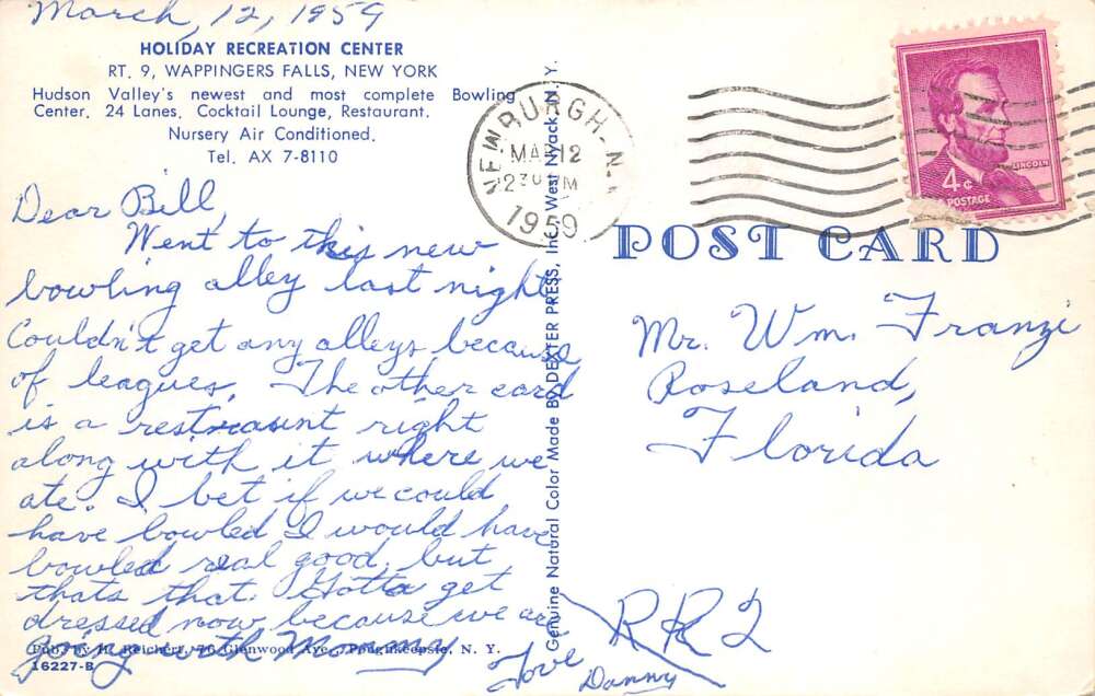 Wappingers Falls New York Holiday Recreation Center Vintage Postcard AA109590 - Image 2