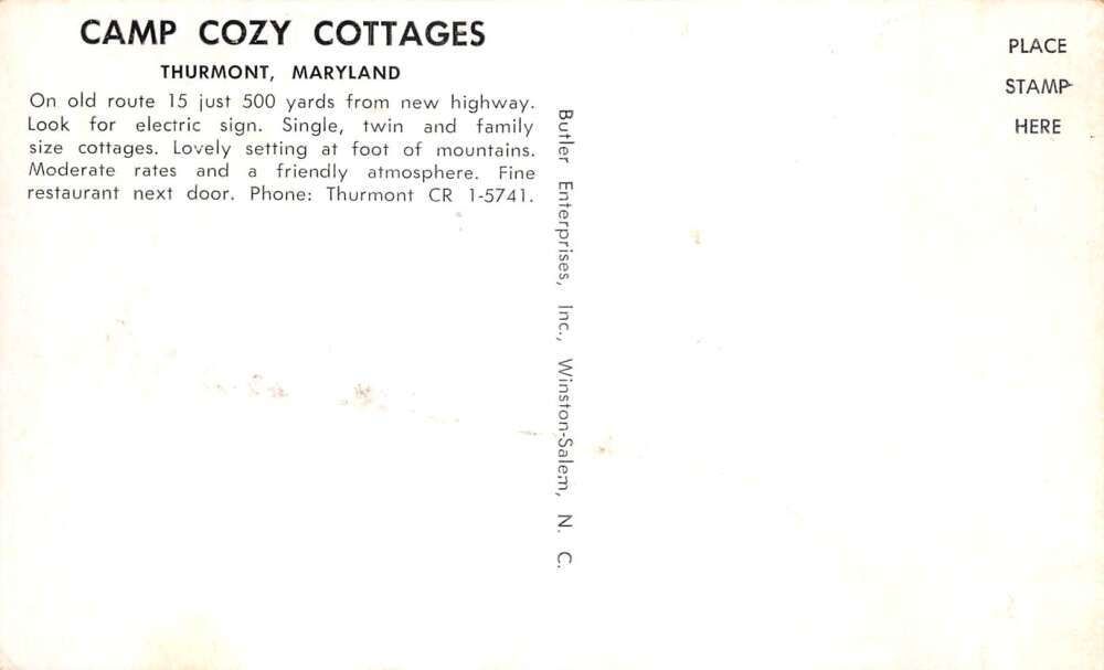 Thurmont Maryland Camp Cozy Cottages Coke Vending Machine Postcard AA109777 - Image 2