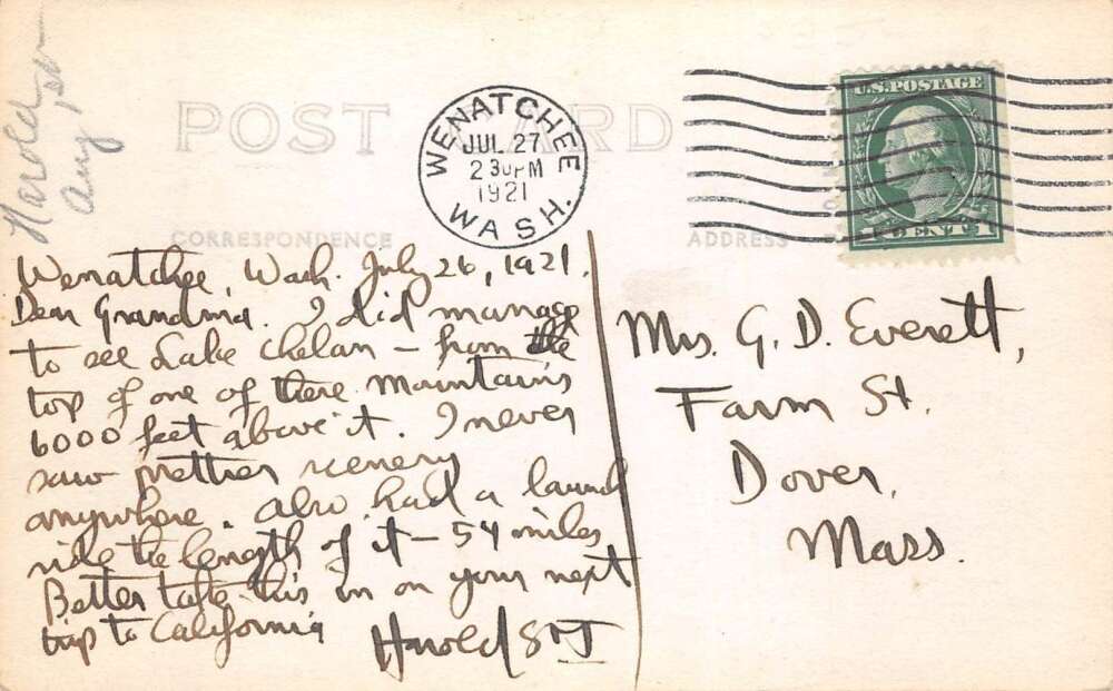 Lake Chelan Washington Scenic View Real Photo Vintage Postcard AA109805 - Image 2