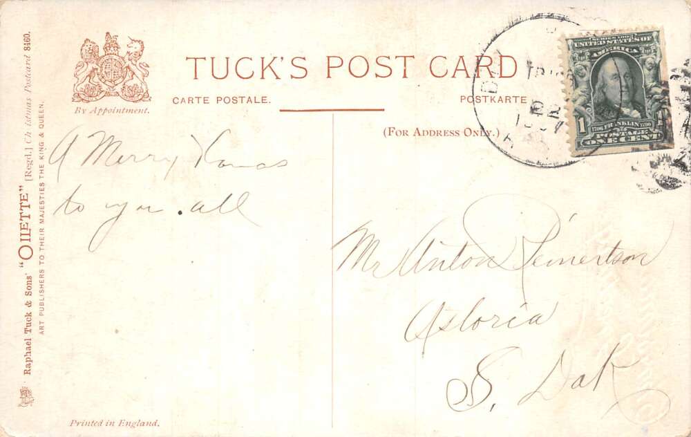 Christmas Greetings "Hallo Father" Dad Dressed as Santa Tuck Postcard AA109954 - Image 2