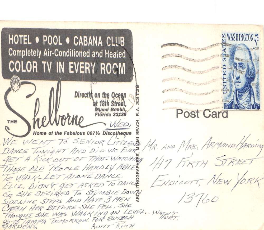 Miami Beach Florida Shelbourne Hotel Entrance 007 Disco Postcard AA110035 - Image 2