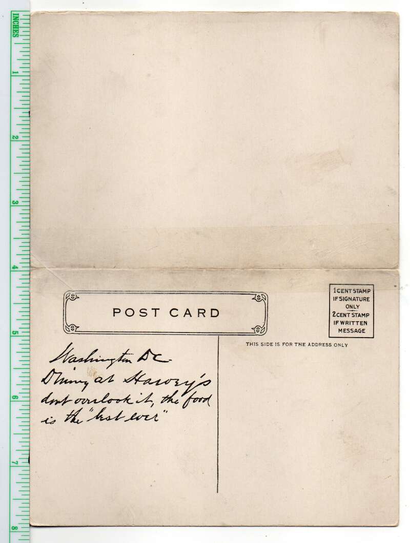 Washington DC Harvey's Restaurant Green Dining Room Bi-Fold Postcard AA110686 - Image 2