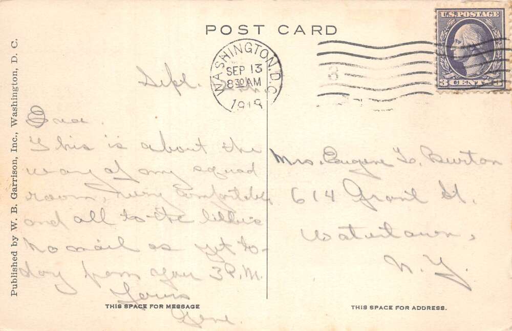 Washington DC Marine Barracks Squad Room Vintage Postcard AA110738 - Image 2