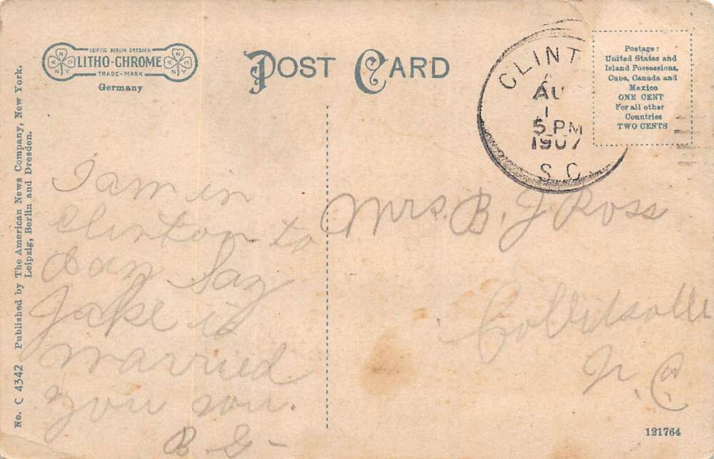 Clinton South Carolina The Chapel Thornwell Orphanage, Vintage Postcard U26627 - Image 2