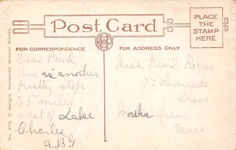 Edgerly Louisiana The Willows, "Greetings From Edgerly", Vintage PC U26632 - Image 2