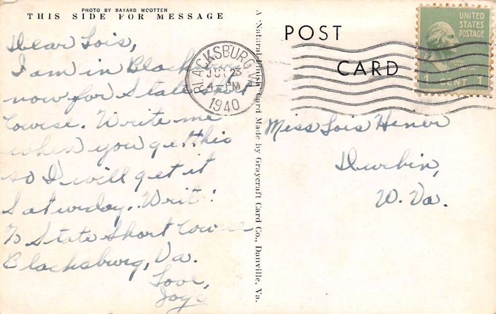 Blacksburg Virginia, U26652, Faculty Apartment House, Virginia Polytechnic Institute, PC - Image 2