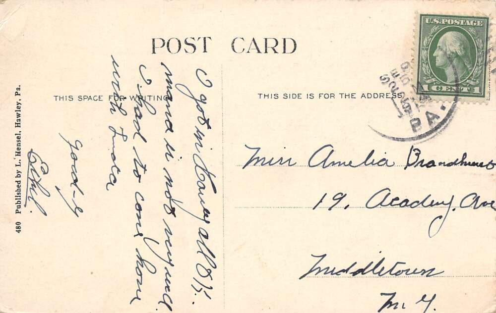 West Hawley Pennsylvania Aerial View From Belmont Avenue, Vintage PC U26661 - Image 2