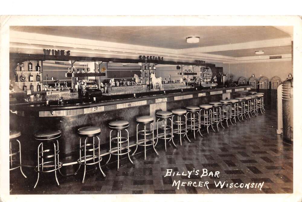 Mercer Wisconsin Billys Bar Interior Al Capones Brother Real Photo PC AA111497