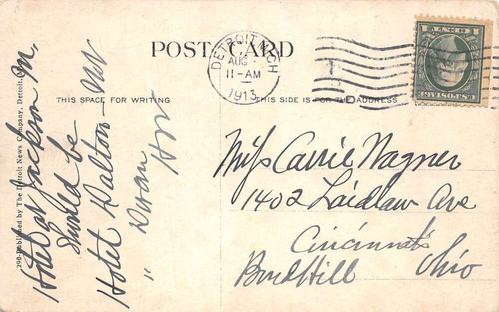 Detroit Michigan Hotel Norton Vintage Postcard AA111539 - Image 2