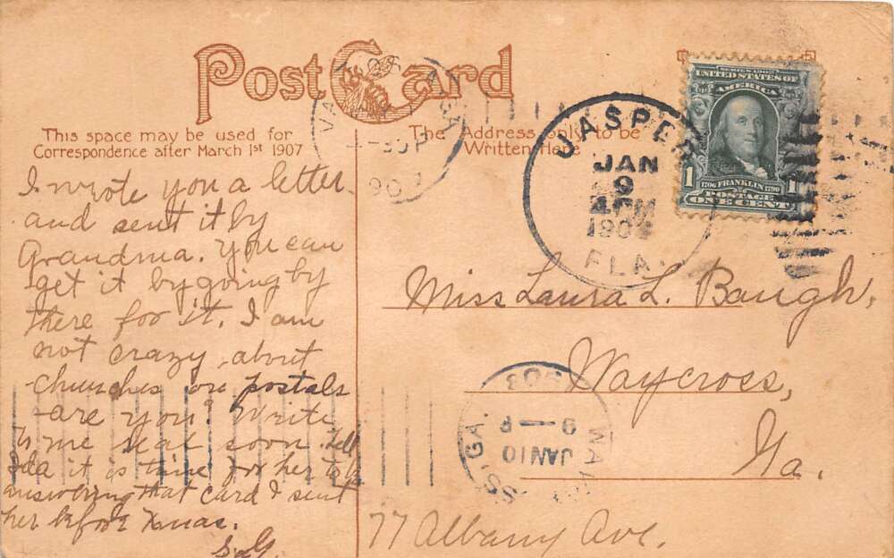 Valdosta Georgia First Baptist Church Vintage Postcard AA111552 - Image 2