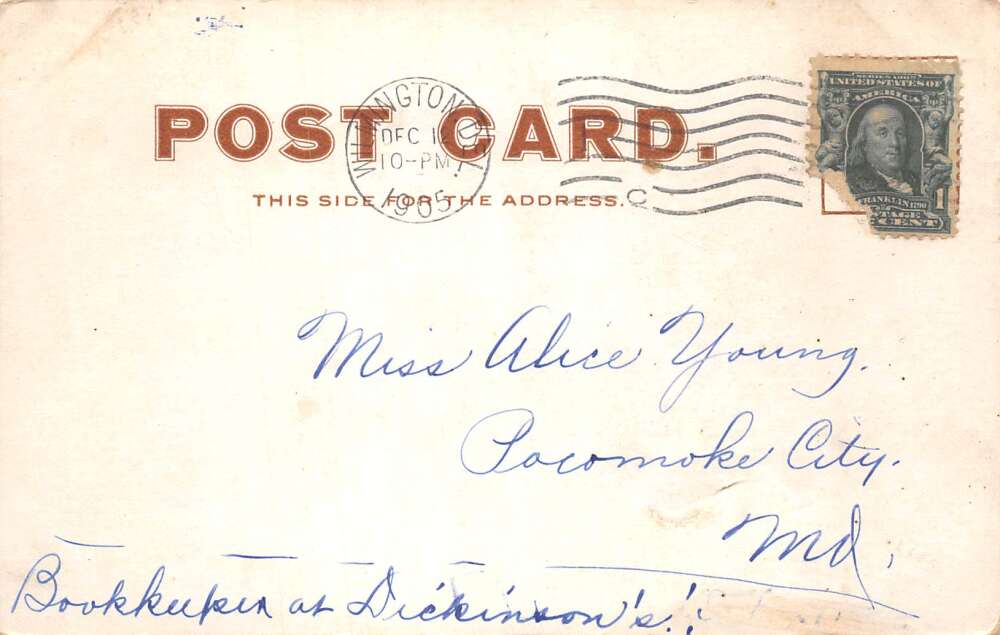 Wilmington Delaware The Old Hotel, Brandywine Springs, Vintage Postcard U26757 - Image 2