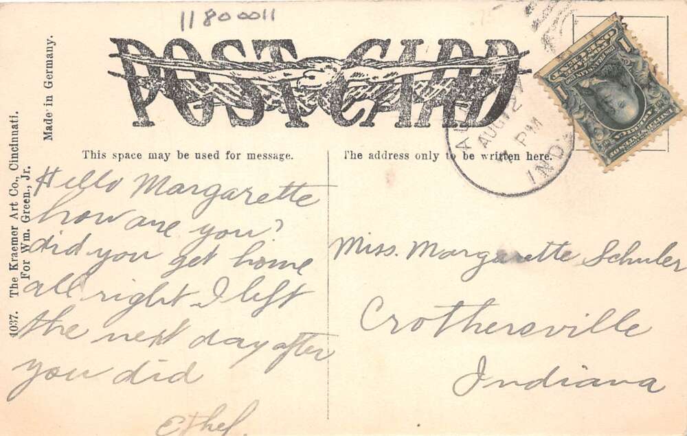 Aurora Indiana Rising Sun Laughry Club Windmill Vintage Postcard AA112175 - Image 2