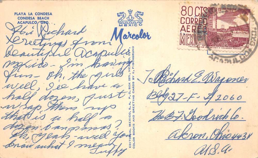 Acapulo Mexico Condesa Beach Scenic View Vintage Postcard AA112298 - Image 2