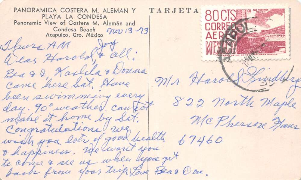Acapulo Mexico Costera M Aleman Condesa Beach Vintage Postcard AA112303 - Image 2